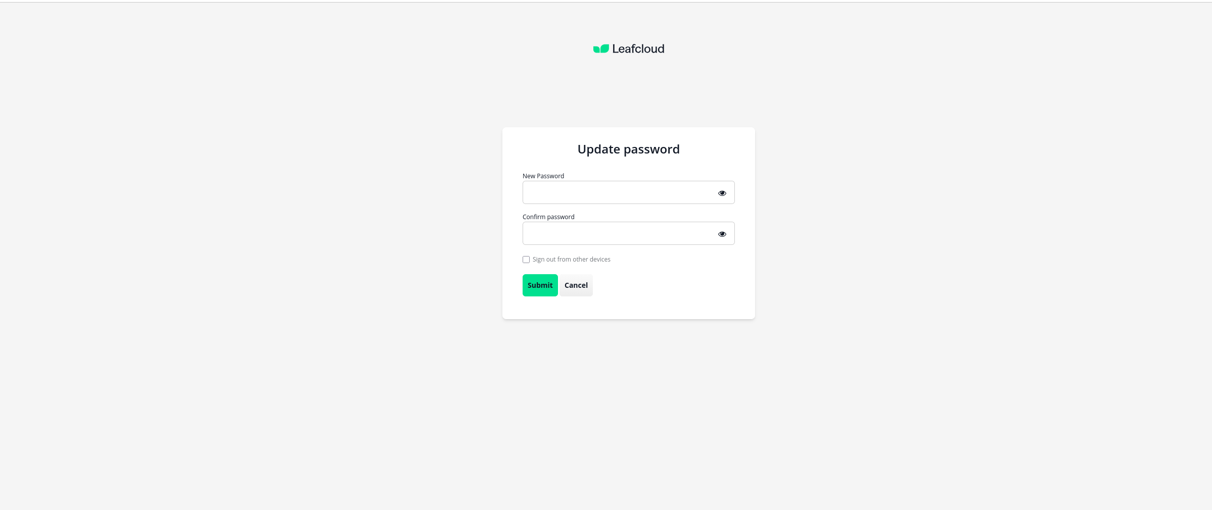 Update Password Dialog