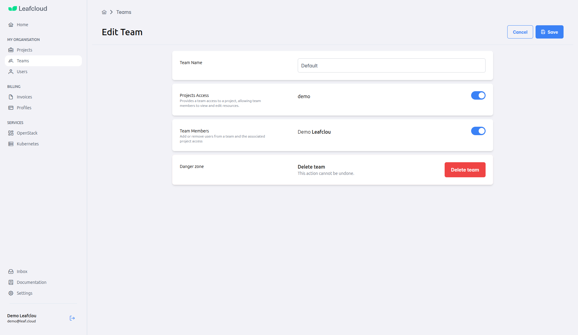 Managing team access